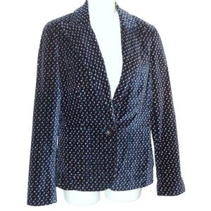 MARC JACOBS Navy Blue Floral Velveteen Blazer